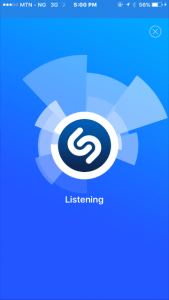Shazam app listening to know song playing