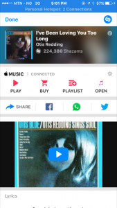 Shazam app shows you music playing