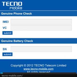 Tecno genuine phone and battery check