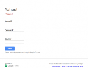 yahoo fake page