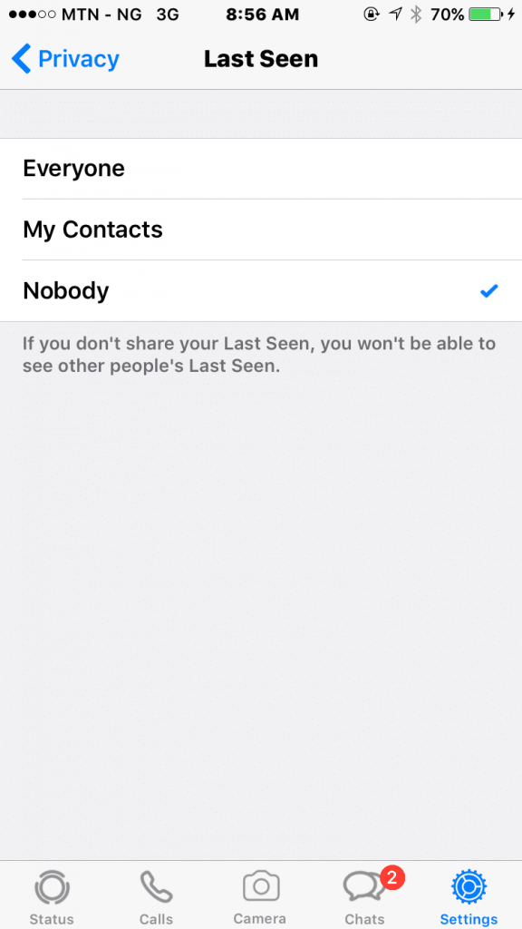 Hide WhatsApp Last Seen Options
