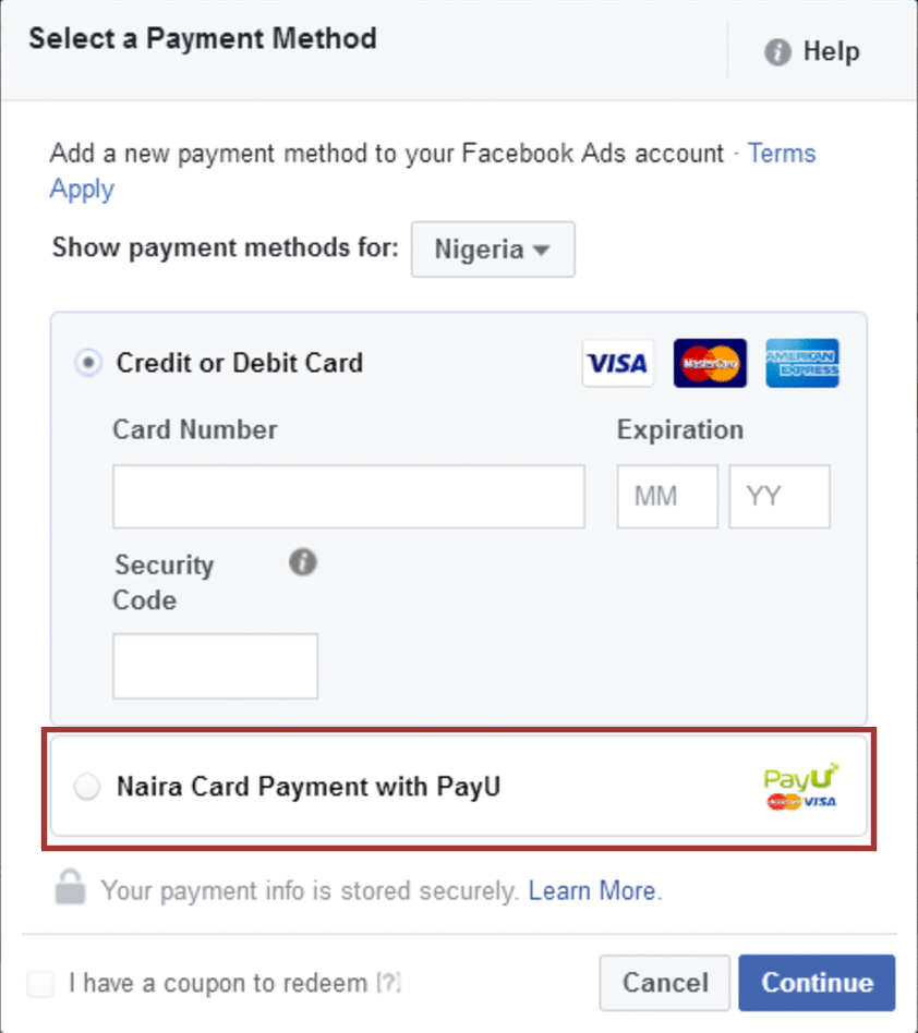 Pay for Facebook Ads in Naira with Nigerian Debit Cards with PayU