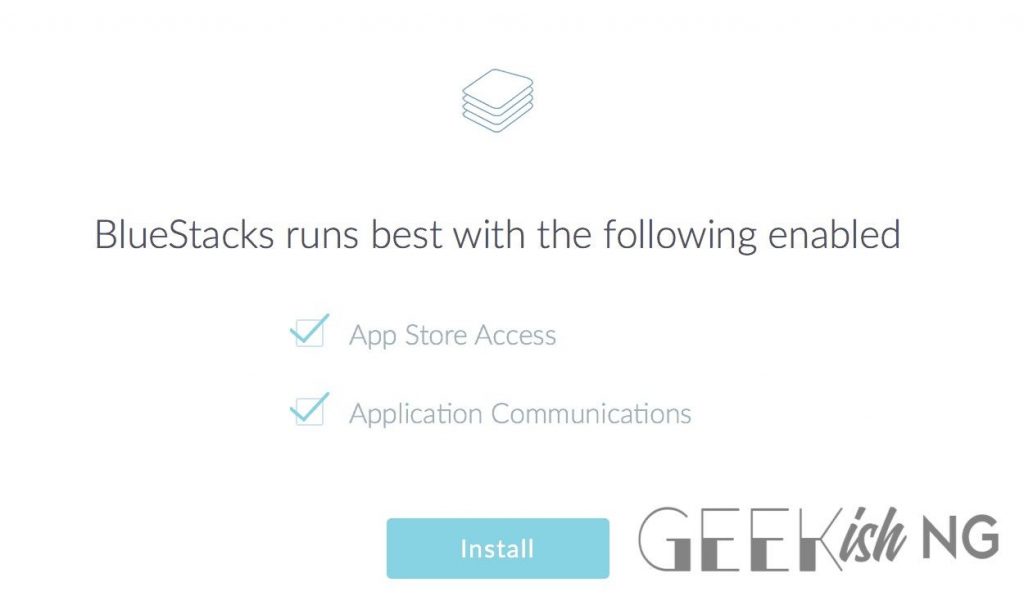 Click install for BlueStacks App Player